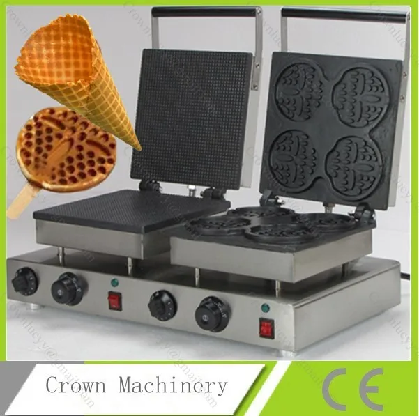 Free Shipping Double Heads Waffle Ice Ceam Cone Maker Machine& Waffle