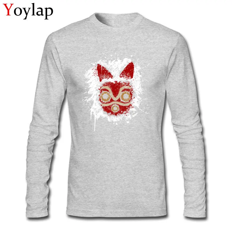 Cute Leisure Tops Tees Mononoke Summer Fall Long Sleeve 100% Cotton Crewneck Boy T-shirts Leisure Tee Shirts Top Quality Mononoke grey