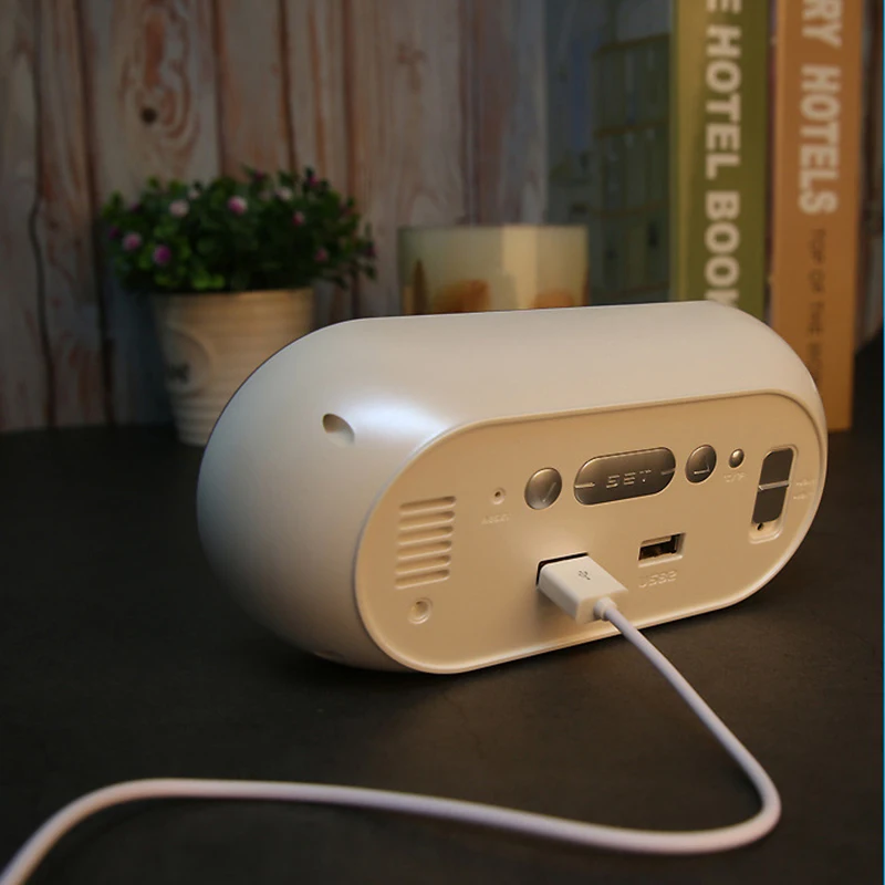  LED Digital Alarm Clock With Temperature Reveil Watch USB Electronic Table Clocks Oval Mirror Desk 