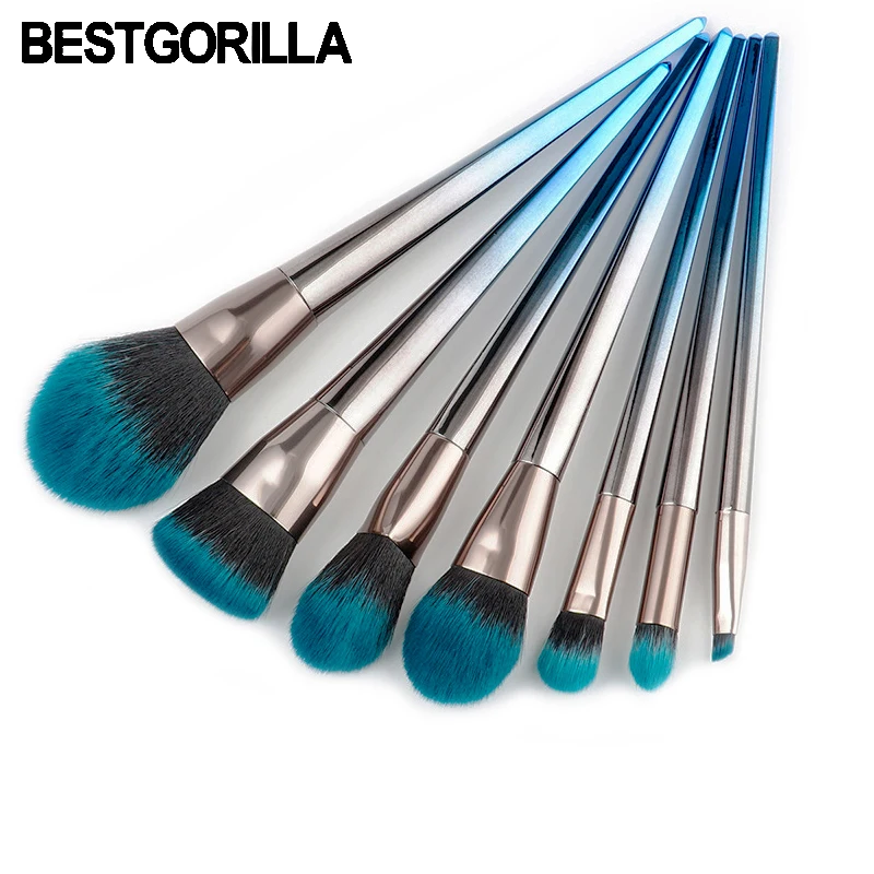 

BESTGORILLA Fashion 7pcs/set Diamond Makeup Brush Beauty Maker Flame Brush Eyeshadow Brush Blue Black Gradient Set