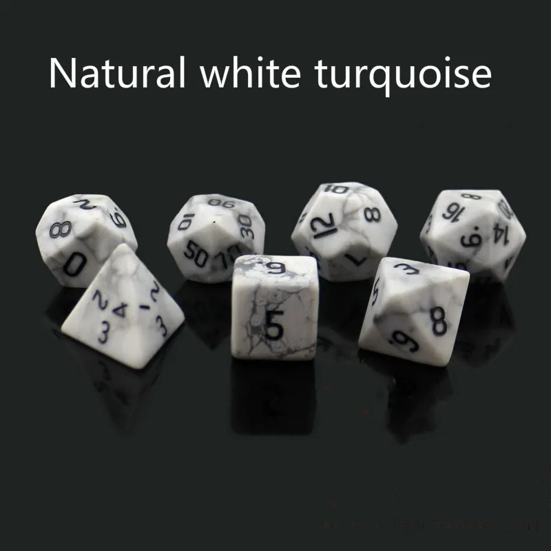 

Hot Dragon and Dungeon D20 System Natural White Turquoise Multifaceted Digital Dice 7 Sets