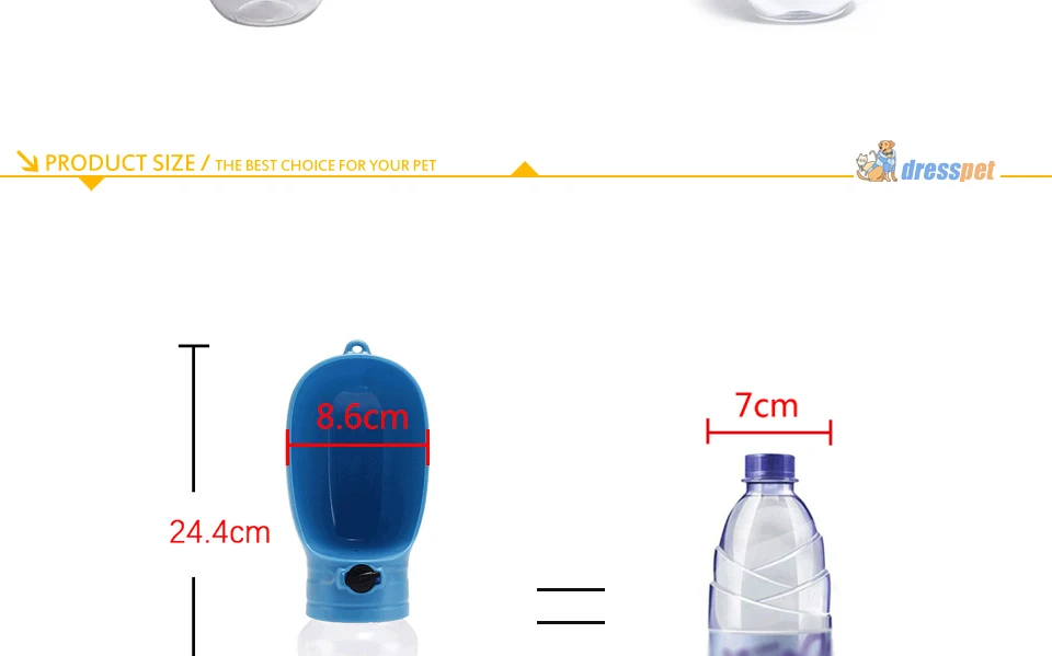 DRESSPET Pet Dog Bottle Water Bowl Portable Collapsible Travel Drinker Cup For Dogs Cat 330ml Water Dispenser Feeder Supplies 301 (10)