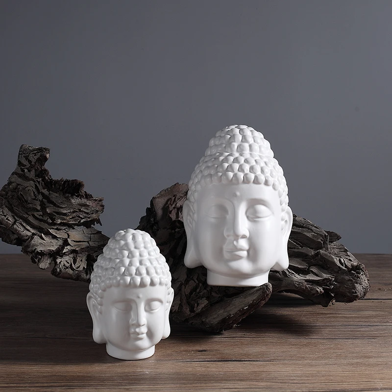 

white ceramic buddha head statue decor ornaments