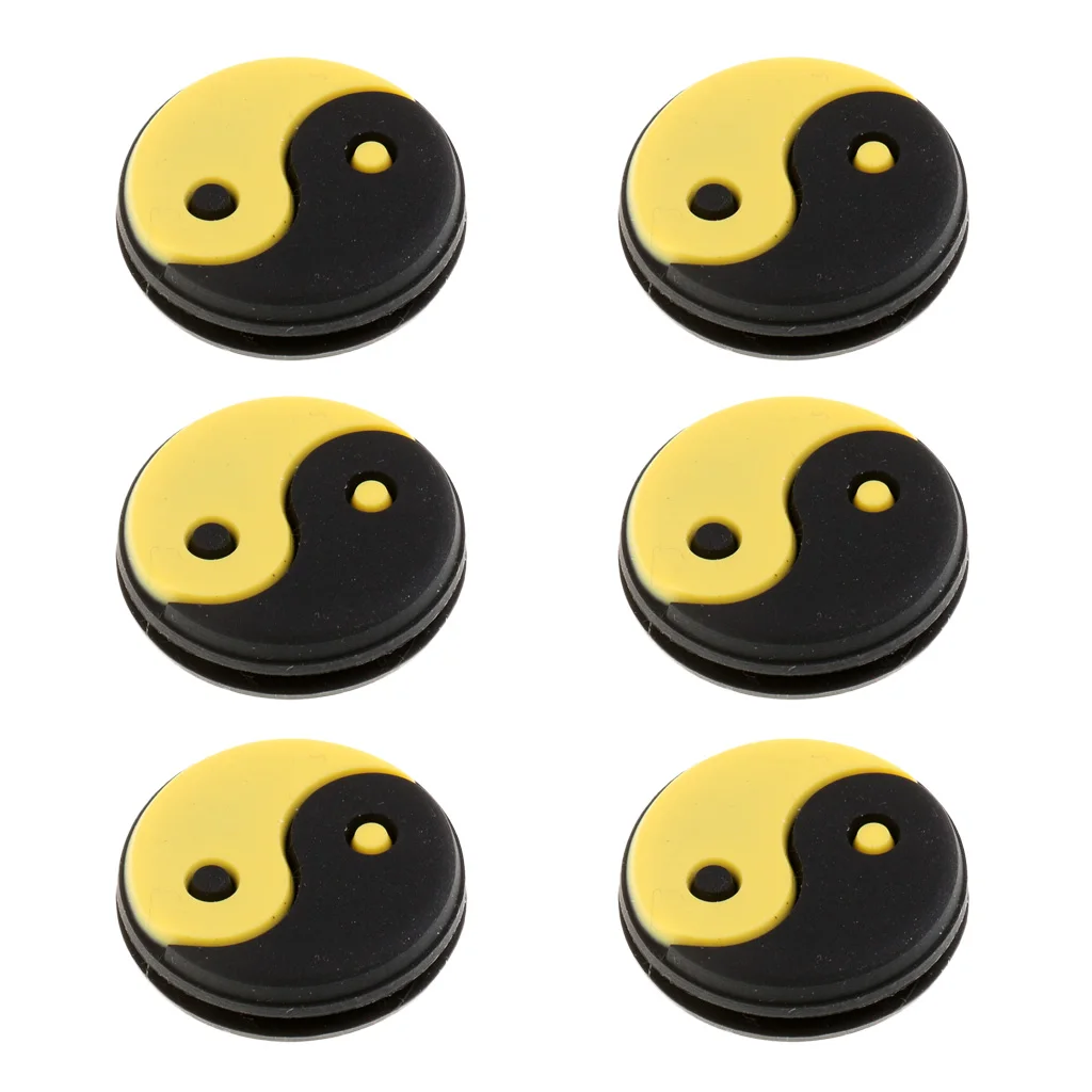 6 Pieces Yin Yang Tennis Racquet Vibration Dampener Shock Absorbers Set Gift for Golf Learner Accessories