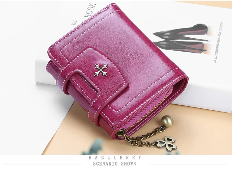 Leather Wallet Womens Fashion Flower Pendant Zipper Coin Bag Hasp Card Holder Lady Purse Wallet Purse Women Carteira Feminina