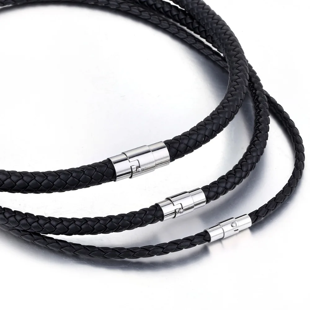 Brown Braided Leather Necklace 