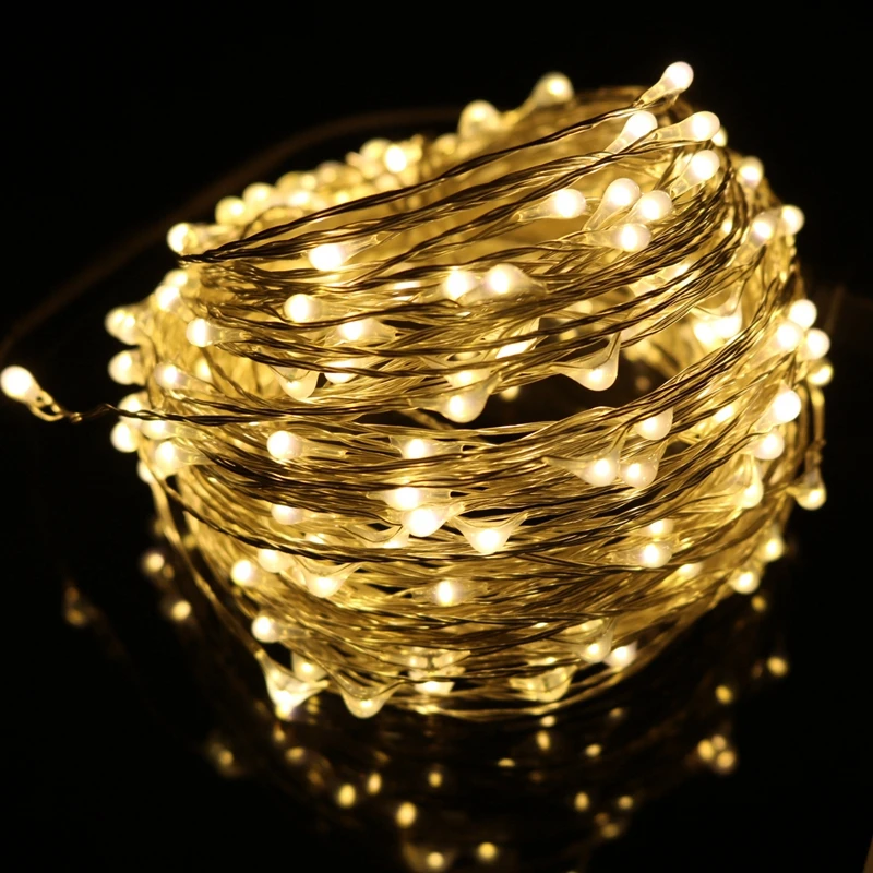 

New Very long led string lights 20M 66ft 200leds 5V USB powered Indoor outdoor Silver wire christmas festival wedding decoration