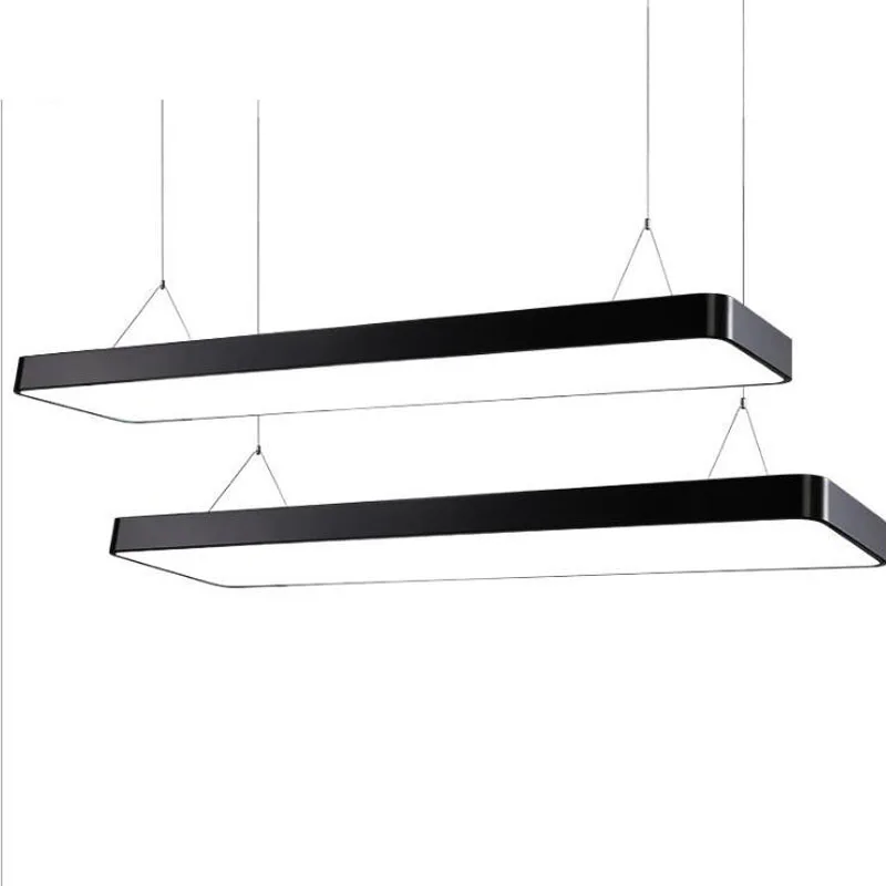 

L Office chandelier simple modern led strip hanging lights restaurant meeting room rectangular creative ceiling lamps lighting