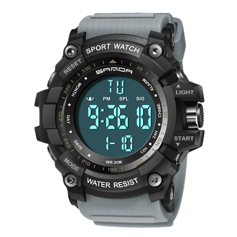 Sanda цифровые часы модные мужские спортивные часы секундомер часы - Цвет: Grey
