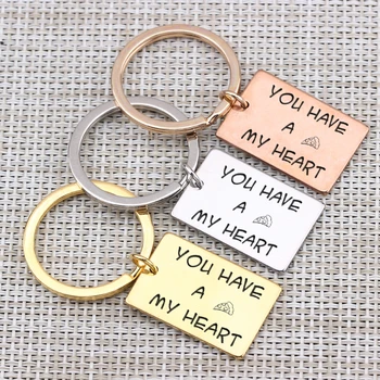 

You Have A Part My Heart Key Chain Hand Stamped Gift To Girlfriend For Special Day to Remember Best Birthday Gift Bag Charm
