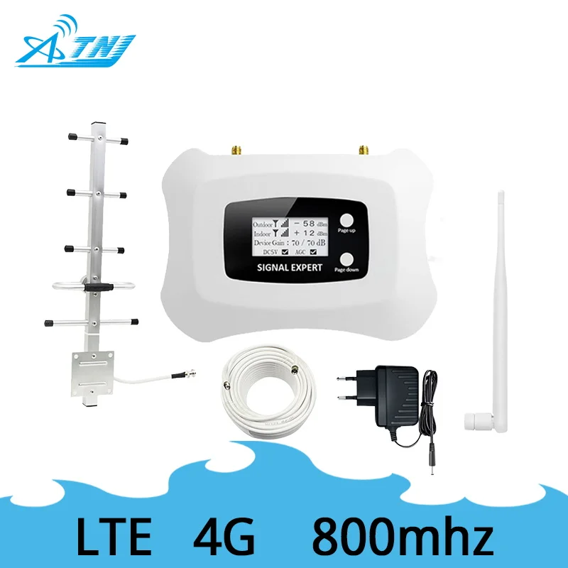 

ATNJ 4G LTE mobile signal booster 800mhz high gain 4g signal repeater amplifier kit with LCD + 350 sqm coverage