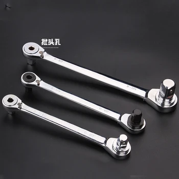 

Multi-purpose Ratchet Wrench 1/2 "3/8" 1/4 "socket Wrench Dual-use Hex Key Tool