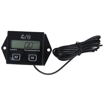 

Digital LCD engine hour meter tachometer Tach gauge for race bikes Black