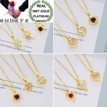 OMHXFC,, Европейская мода, для женщин, девушек, для вечеринки, дня рождения, свадьбы, подарок, цветок яблока, циркон, 18 К, настоящее золото, подвеска, PN101