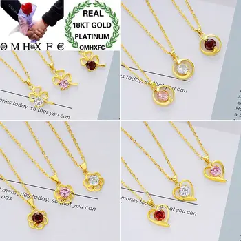 

OMHXFC Wholesale European Fashion Woman Girl Party Birthday Wedding Gift Apple Flower Zircon 18KT Real Gold Charm Pendant PN101
