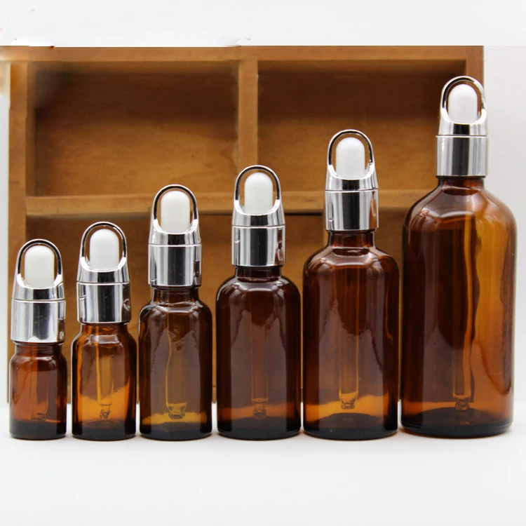 5ml,10ml,15ml,20ml,30ml,50ml,100ml Amber Glass bottles,Basket Dropper,Empty Essential Oil Glass Vials Silver Collar White rubber духи avon 10ml 30ml 30ml