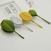 24 шт., 10 см, нейлоновый Шелковый лист, зеленые листья, искусственный цветок для украшения свадьбы, сделай сам, венок, подарок, скрапбукинг, ремесло, искусственные цветы