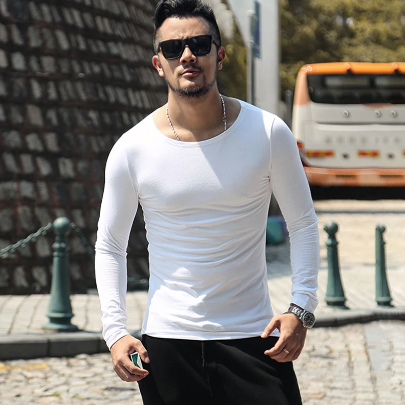 men's stretch long sleeve t shirts
