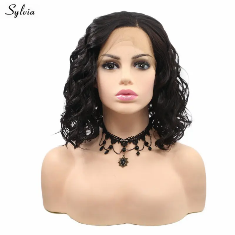 Sylvia 4 # темно-коричневый Боб волос короткий волна воды боб парик Синтетический
