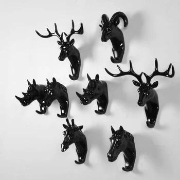 

European deer horse head decoration hook creative porch sitting room bedroom wall three-dimensional animal multifunctional coat