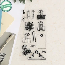 

Office Accessories Paper Clip Silicone Rubber Clear Stamp Sheet Seal Scrapbooking Note Diary Card DIY Craft Photo Album Making
