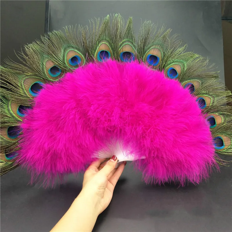 1PC Full Down Peacock Feather Hand Fan Stage Performance Dancing Belly Home Decor Bar Decoration | Дом и сад