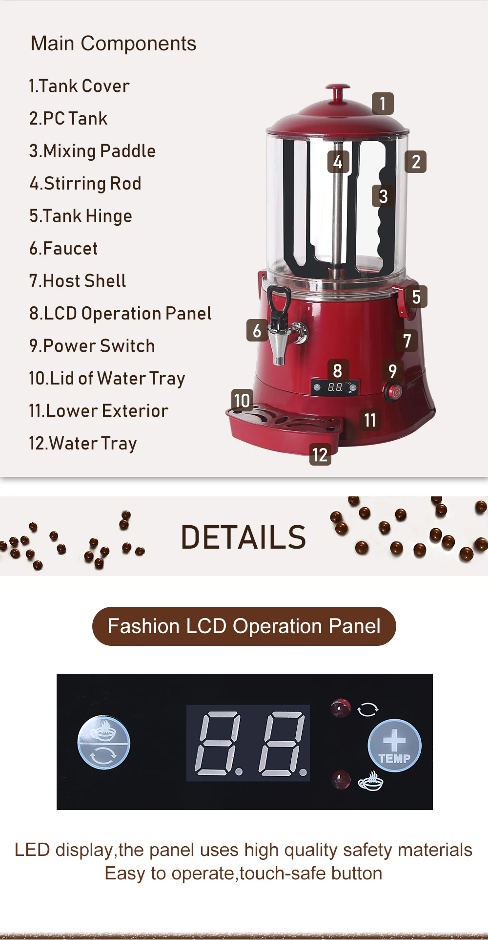ITOP 10L черный или красный горячий диспенсер для шоколада машина коммерческий шоколадный кофе Коко MilkTea диспенсер электрическая система отопления