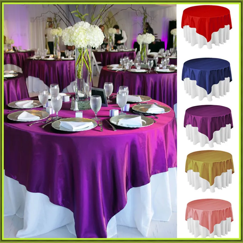 Wholesale cheap factory price 140*140cm satin table overlay wedding