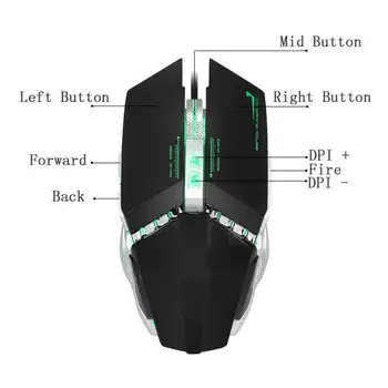 

USB Rechargeable Right Handed Wired Gaming Mouse Adjustable 3200 DPI Mechanical Macro Definition Mice