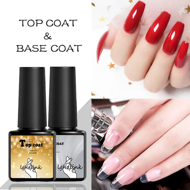 

2pcs/setBase and Top Coat Gel Nail Polish UV 8ml Transparent Soak Off Primer Gel Polish Gel Lacquer Nail Art Manicure