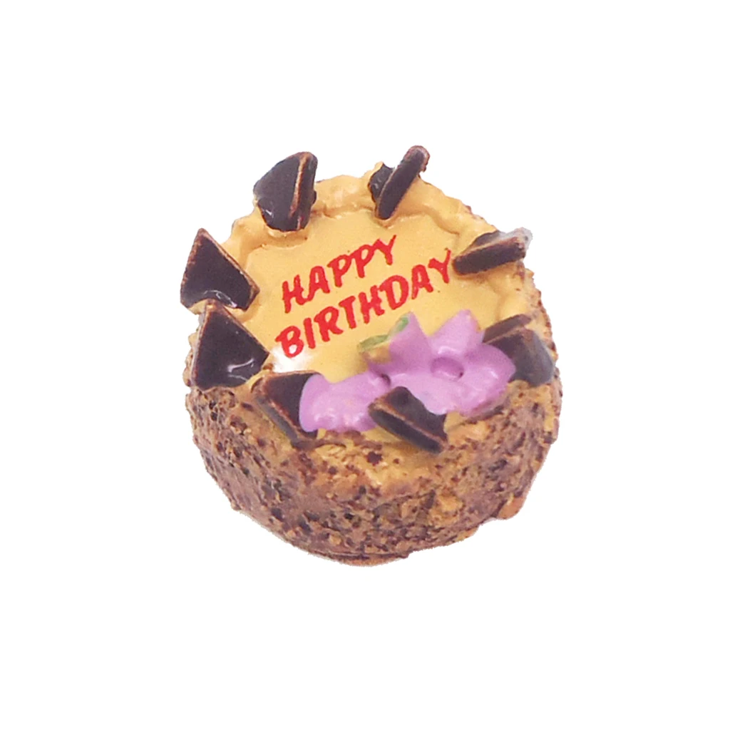 MagiDeal 1:12 Dollhouse Miniatures Happy Birthday Chocolate Cake Food Bakery Kitchen Toy for Dolls House Dining Room Cupboard