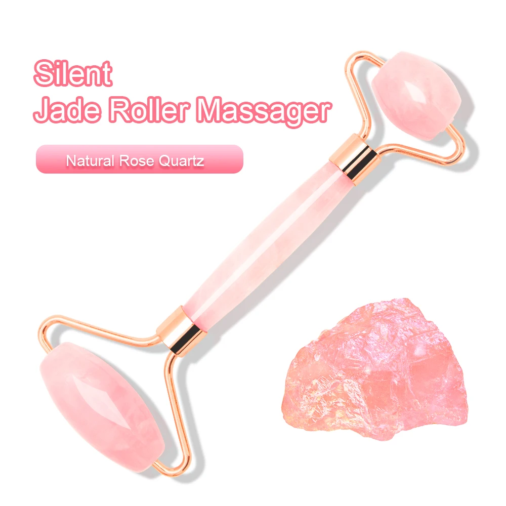

Rose Quartz Jade Roller Massage Facial Massager Machine Face Roller Facial Roller Face Slimming Massager Body Neck Head Massager