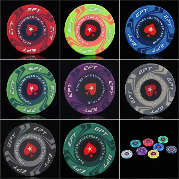 EPT European Poker Chips Set with Value Ceramic Chips Pokerstar Poker Set Tour Handfeel Professional Casino Chips