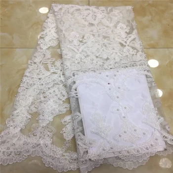 

VILLIEA African Lace Fabric 2019 High Quality Lace Embroidery Fabric 5Y Power White Tulle Lace Fabric For Lace Evening Dresses