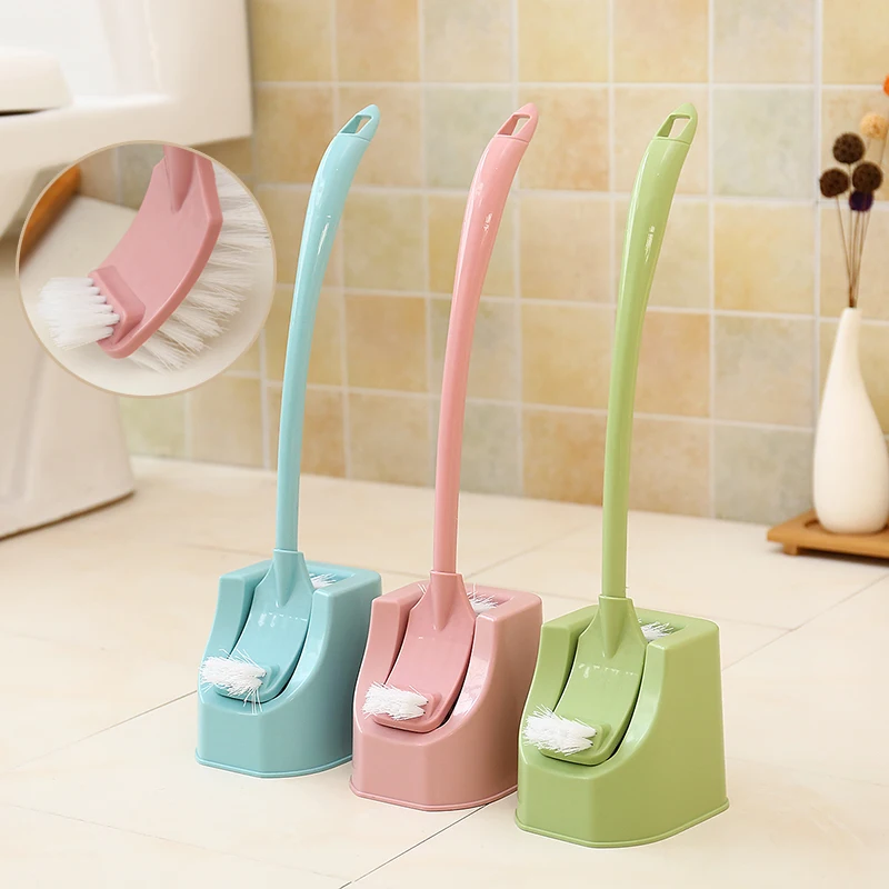 bathroom cleanning brush head with plastic holder easy use in bathroom disposable for toilet