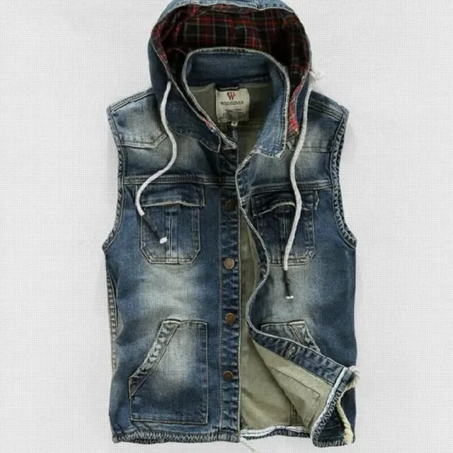 jean vest with hood