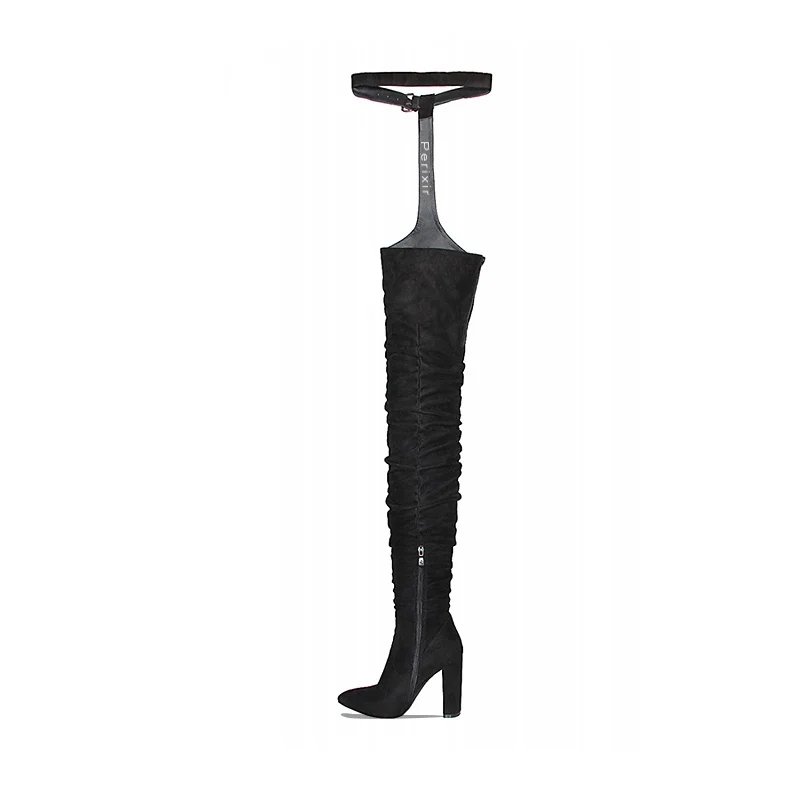 Por Plisado Tacones Cuadrado De Alta Sexy Negro Del Tacón La Muslo army Punta Gamuza Mujeres Encima Rodilla Green Black Moda Las Zapatos Botas wqIpqz