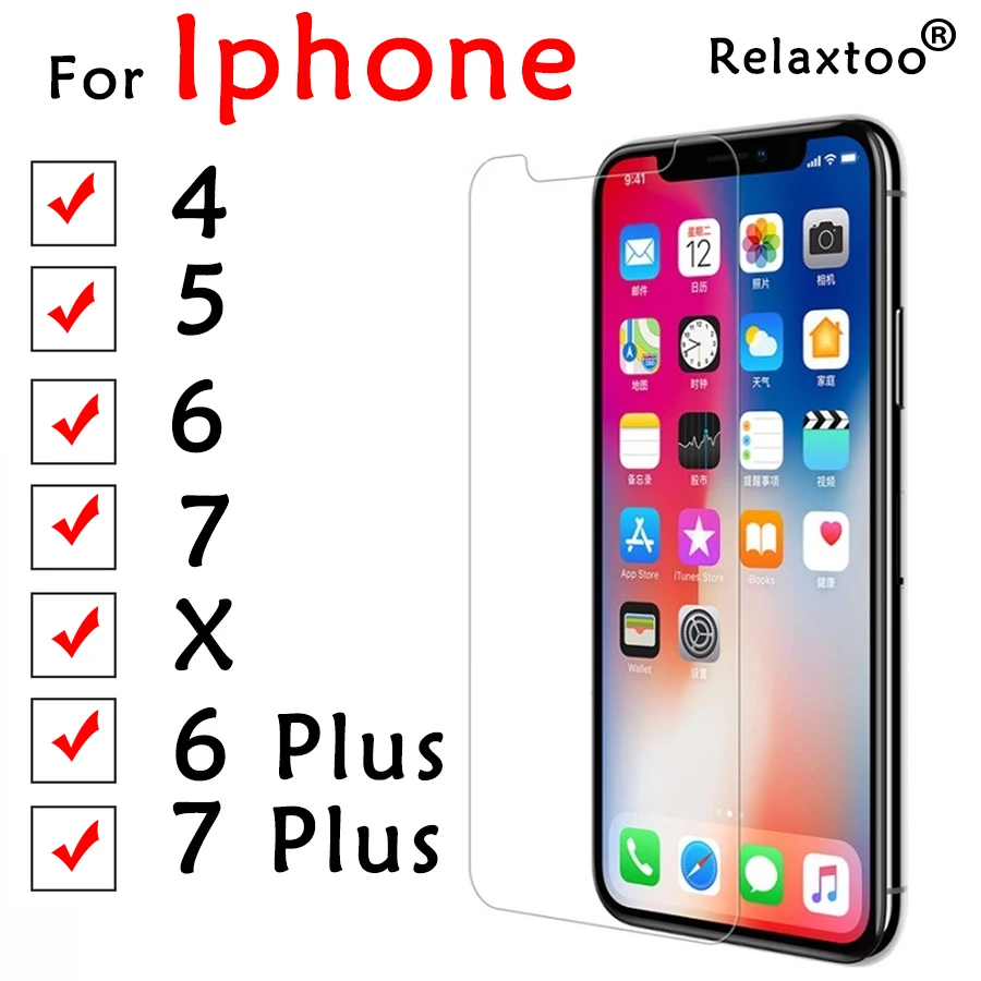 Для Iphone X Защитное стекло для экрана 6 7 Plus 4 5 закаленное A pple защитная пленка 2.5D