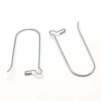 

100pcs 39x14mm 304 Stainless Steel Hoop Earrings Accessories Material Components Kidney Ear Wires, Pin: 0.8mm