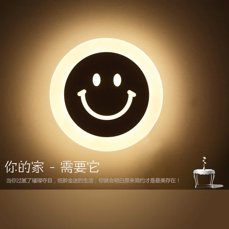 

Led acrylic wall lamp balcony stair wall lamp bedroom bedside lamp smiley