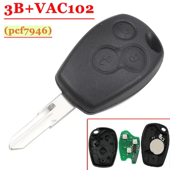 

Free shipping (1 pcs) 3 Button Remote Control With Vac102 Blade PCf7946 chip For Renault Master Traffic Kangoo Megane Laguna