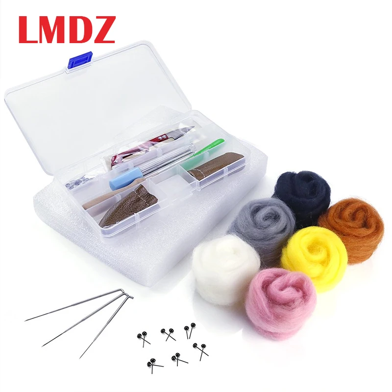 LMDZ игла для валяния стартовый набор шерсть войлок инструменты с 6 цветов Шерсть-ровинг валяния Базовый комплект
