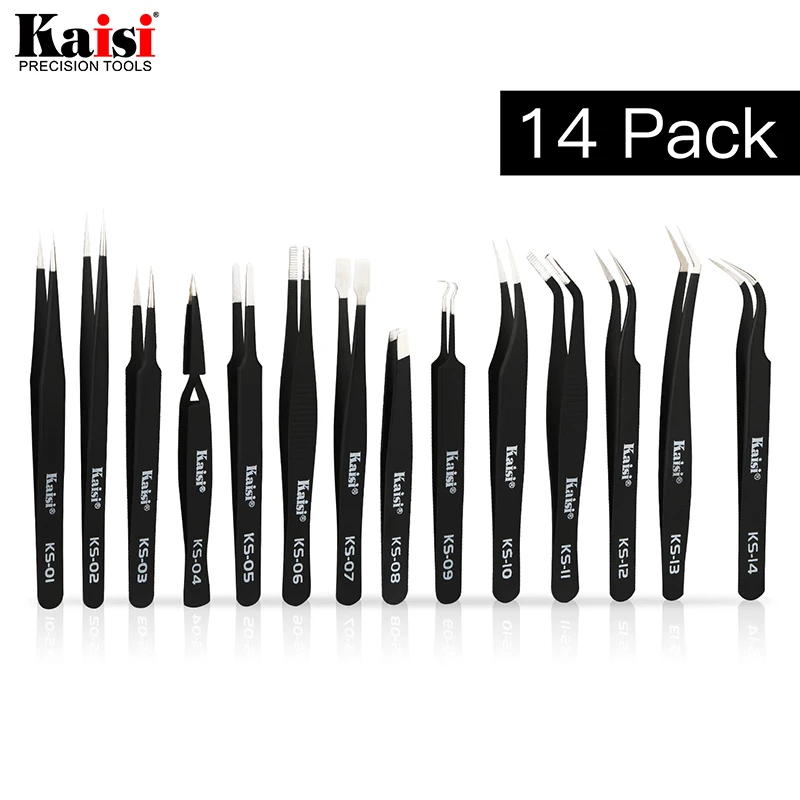 

Tweezers Precision ESD Anti-Static Stainless Steel Tweezers Kit for Electronics,Jewelry-Making,Laboratory Work,Blackhead Remover