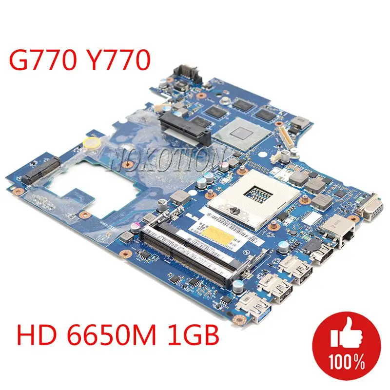 NOKOTION новая материнская плата для ноутбука Lenovo ideapad G770 Y770 PIWG4 LA-6758P REV 1A DDR3 HD 6650M 1GB GPU