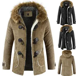 2018 модная зимняя новая куртка для мужчин теплое пальто Модная Повседневная парка средней длины утепленное пальто для мужчин на зиму