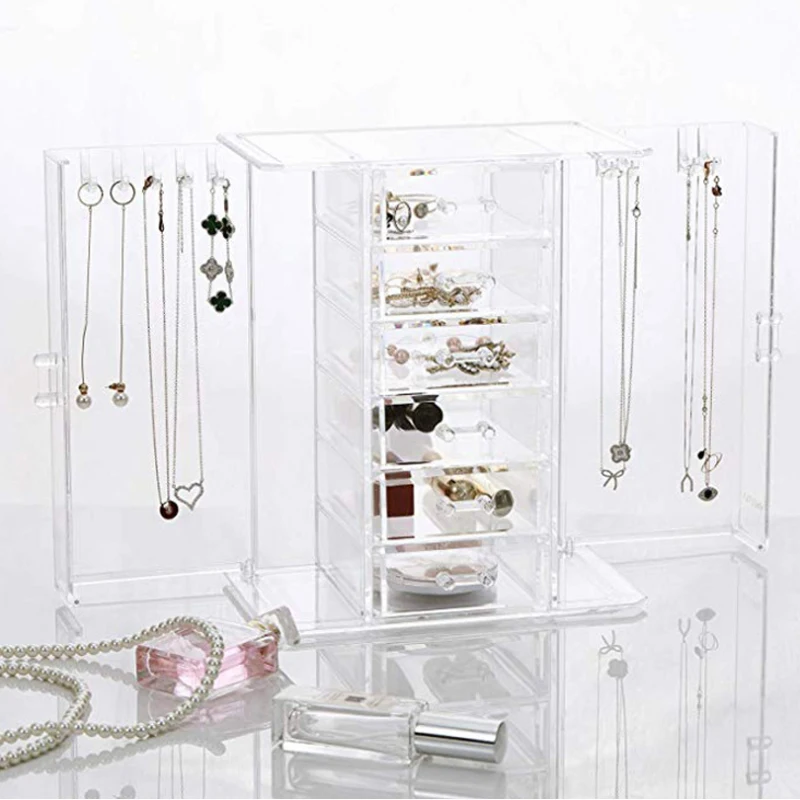 Jewelry Organizer Acrylic Earring Storage Box Jewelry Necklace Hanging Holder Rack Acrylics