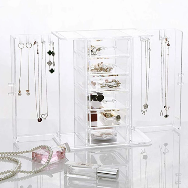 Jewelry Organizer Acrylic Earring Storage Box Jewelry Necklace Hanging
