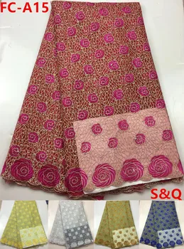 

Wholesale 5yards embroidery african mesh french lace with stone net lace african tull lace for nigerian wedding dress FC-A15