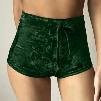 

Women Velvet Shorts Drawstring Plus Size Casual High Waist Winter Sexy Skinny Booty Shorts Clubwear Feminino Sportwear