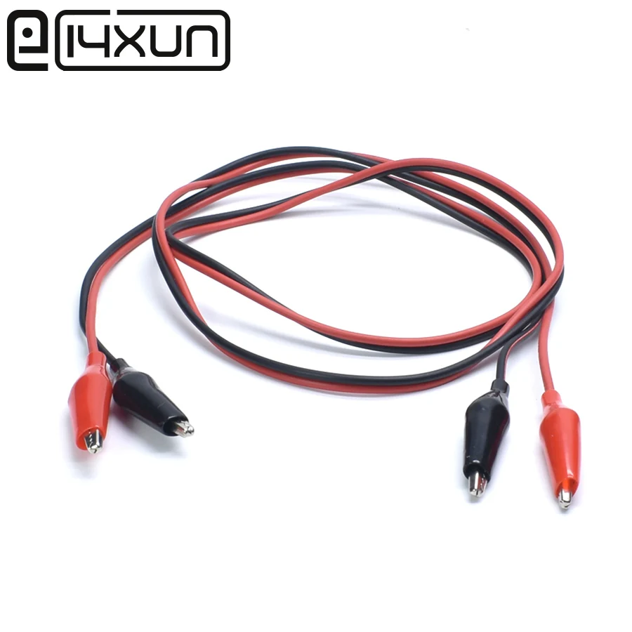 

EClyxun 1pcs Black + Red Double Alligator Clip with 1m Cable for Physical Experiment Test Power Line